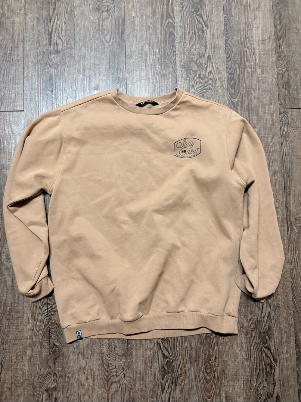 Salty Crew Tan Crewneck Sweatshirt with Chest Logo